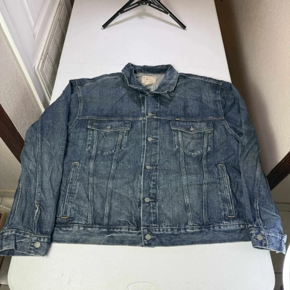 New Polo Ralph Lauren Blue Core Replen Long Sleeve Collared Trucker Jacket 4XB